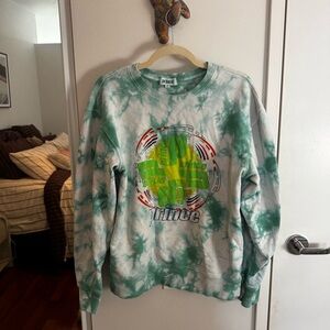 PRINCE Tie-Dye Crewneck Sweatshirt - Green & White with Neon Graphic